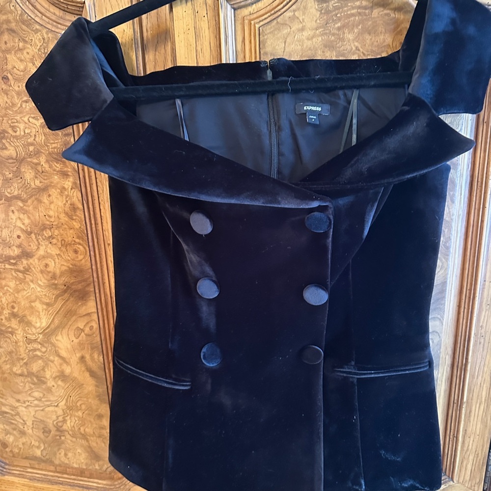 Express Black Velvet Off-Shoulder Top